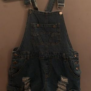 jean short overalls